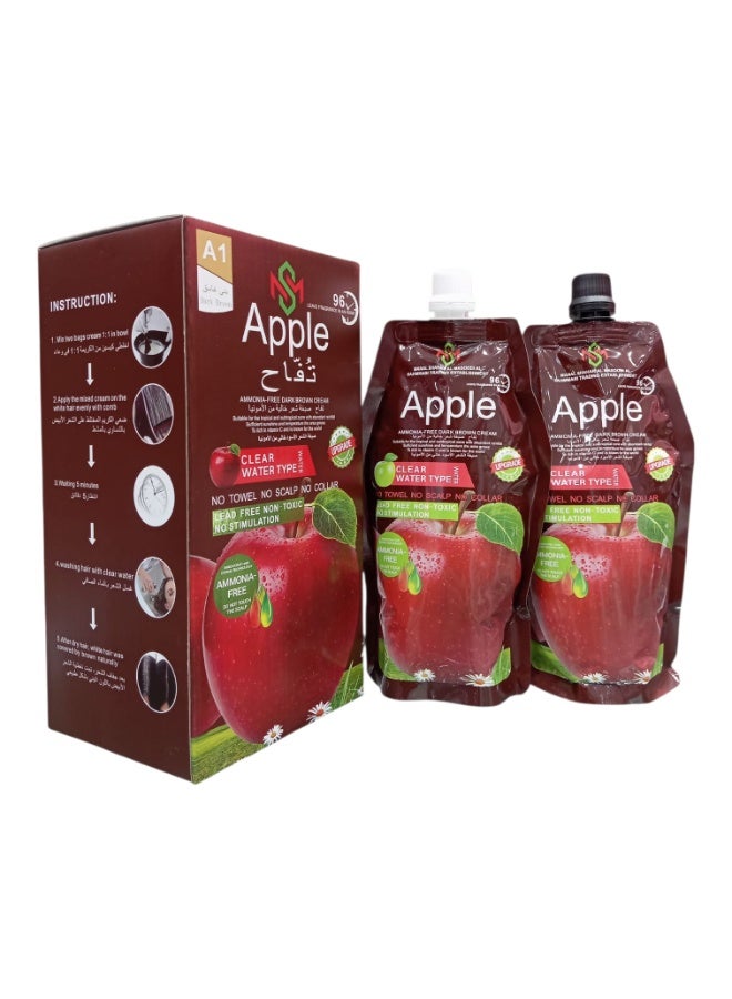 ابل  كريم صبغة شعر خالي من المونيا بني غامق 500 مل+ 500مل - Image 2